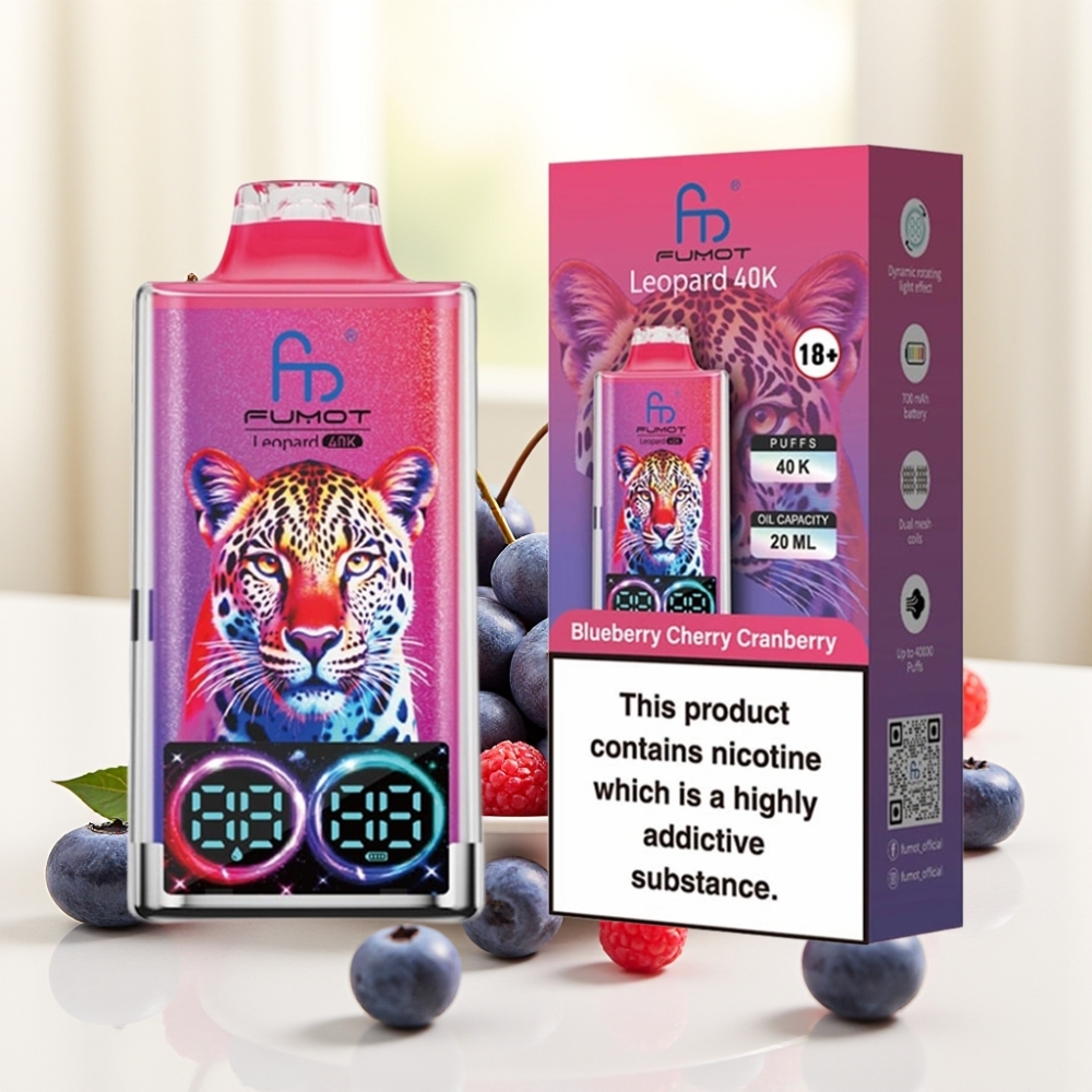 Fumot Leopard 40K 0-5% нікотину 700mAh Dual Mesh Type-C Червона чорниця вишня журавлина