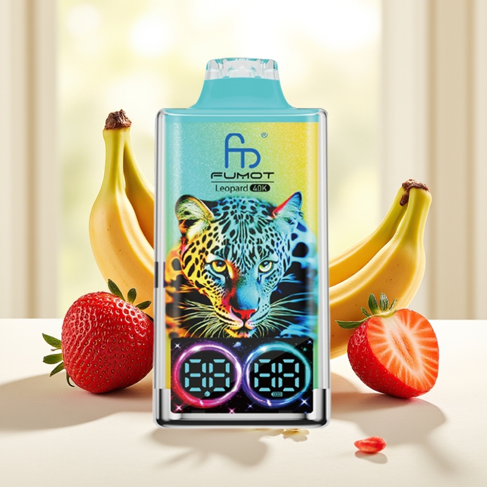 Fumot Leopard 40K Puffs Одноразова Електронна Сигарета Полуниця Банан 0-5% нікотину, 700mAh, Dual Mesh, Type-C