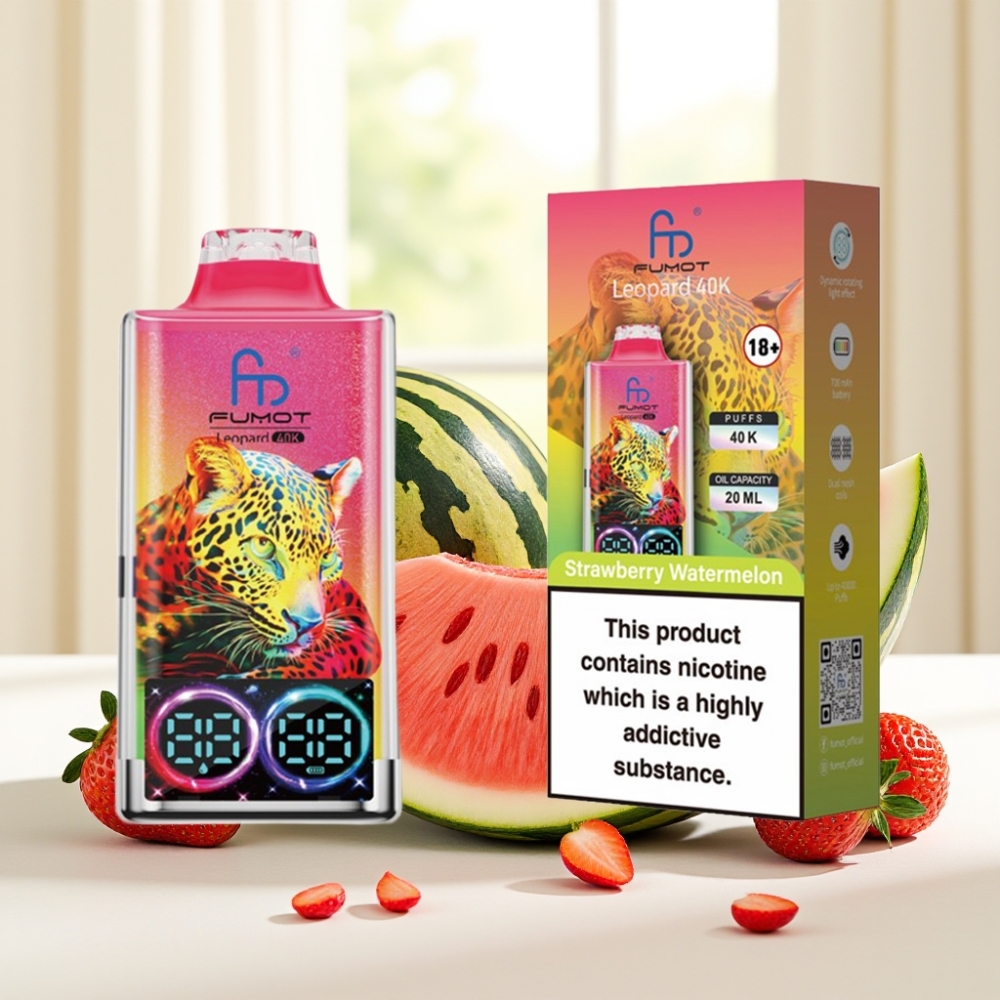 Fumot Leopard 40K Puffs Одноразова Вейп Полуниця Кавун 0-5% Нікотину 700mAh Dual Mesh Type-C