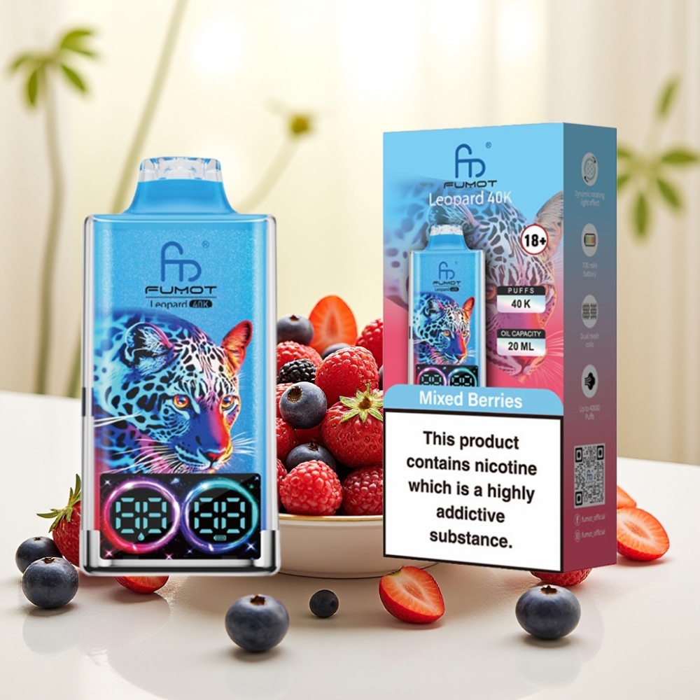 Fumot Leopard 40K Puffs Одноразова Електронна Сигарета Мікс Ягід 0-5% Нікотину 700mAh Dual Mesh Type-C
