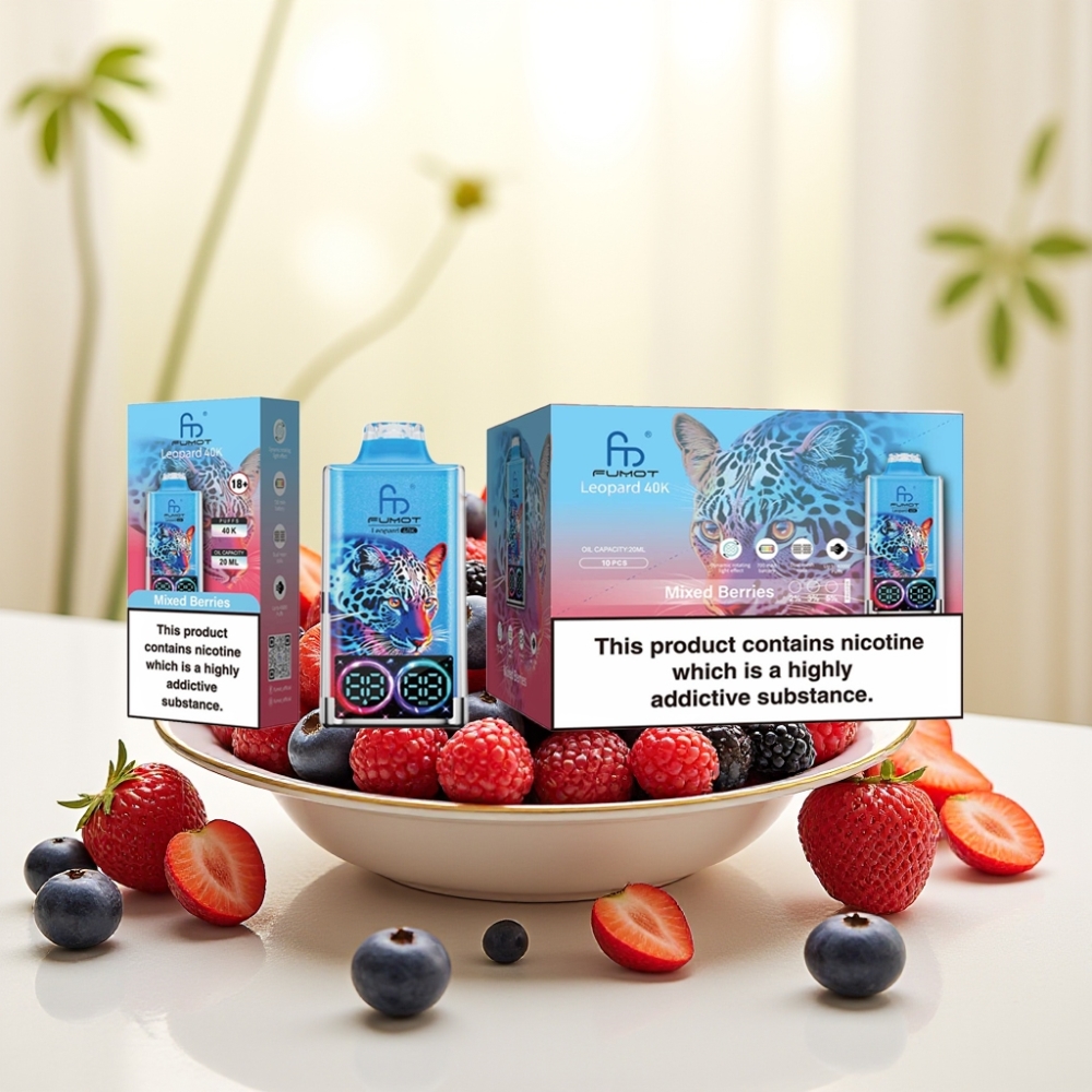 Fumot Leopard 40K Puffs Одноразова Електронна Сигарета Мікс Ягід 0-5% Нікотину 700mAh Dual Mesh Type-C
