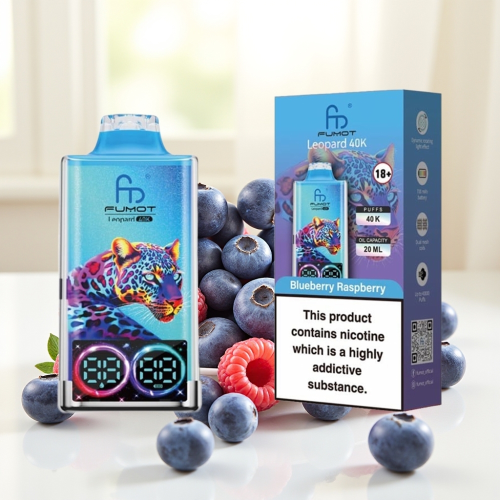Fumot Leopard 40K Puffs Одноразова Електронна Сигарета Чорниця Малина 0-5% нікотину 700mAh Dual Mesh Type-C