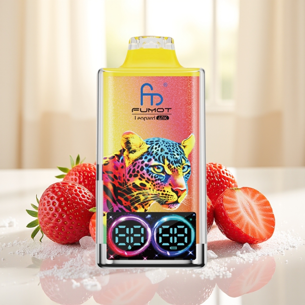 Fumot Leopard 40K Puffs Одноразова Вейп Полуничний Лід 0-5% Nicotine 700mAh Dual Mesh Type-C