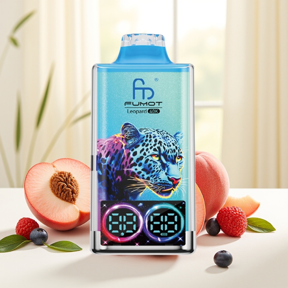 Fumot Leopard 40K Puffs Disposable Vape Персик-Ягода, 0-5% нікотину, 700mAh, Dual Mesh, Type-C, дисплей