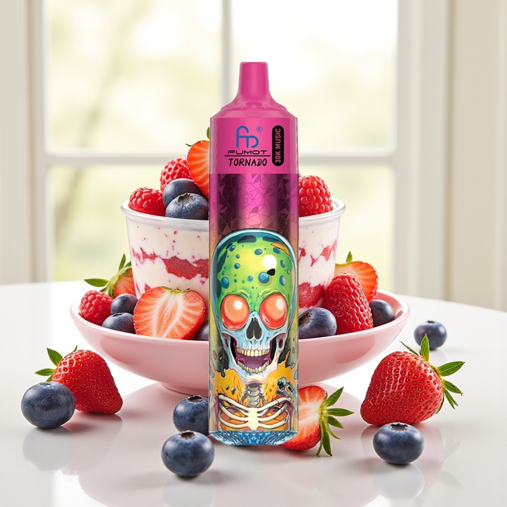 Fumot RandM Tornado 30000 30000 тяг, 30 мл, 2%/5%, 1.0 Ом, 600 мА·год, LED, полуниця ожина полуниця морозиво