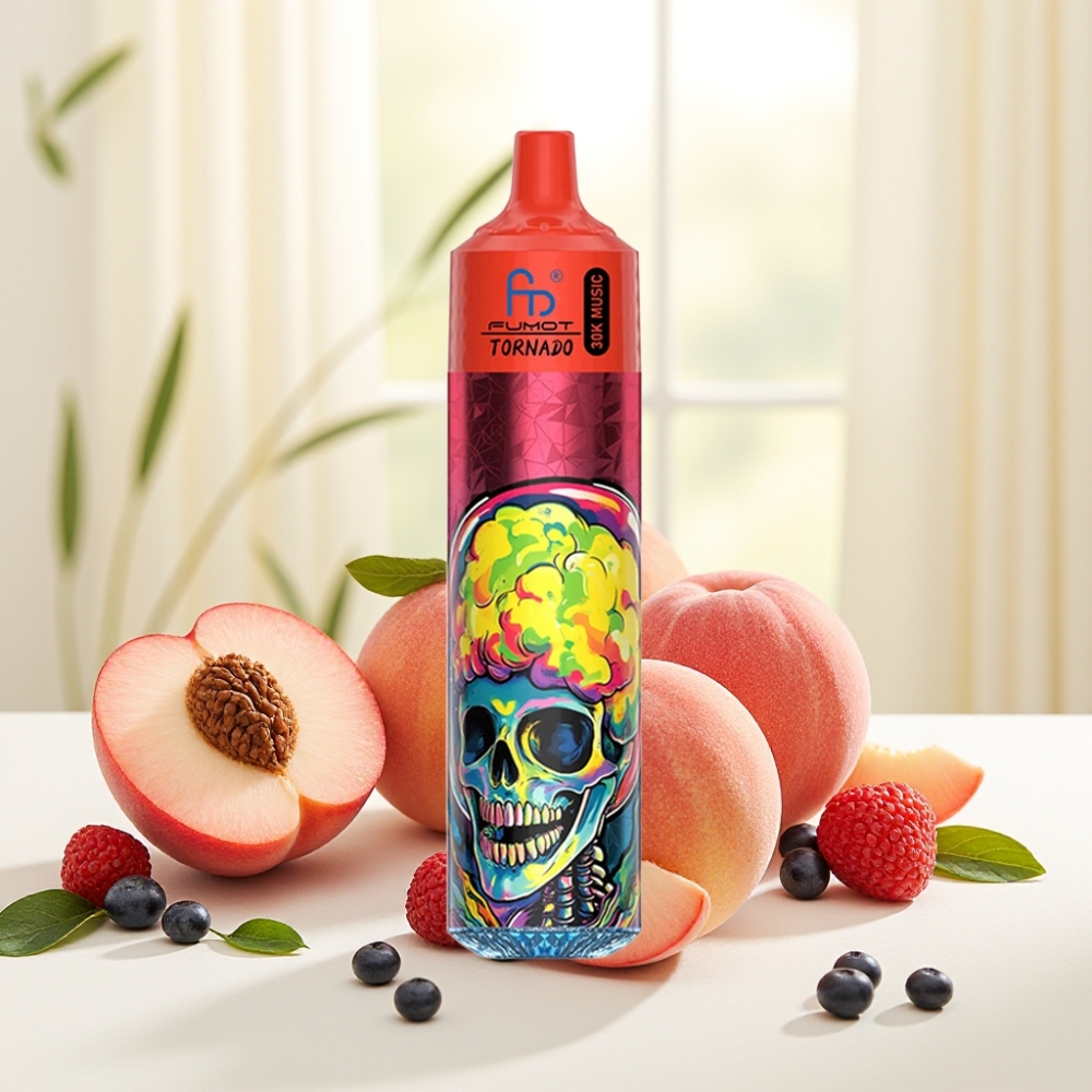 Fumot RandM Tornado 30000 Персик-Ягоди, 30000 тяг, 30mL, 2%/5%, 1.0 Ом, 600mAh, LED