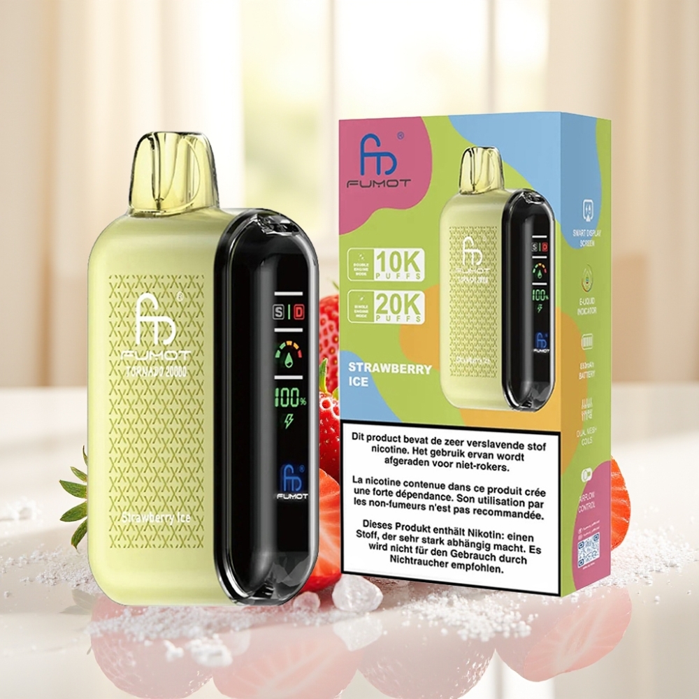 Fumot Tornado 20000 Puffs Полуничний лід 20000 тяг Dual Mesh Coil 20мл 850мAh