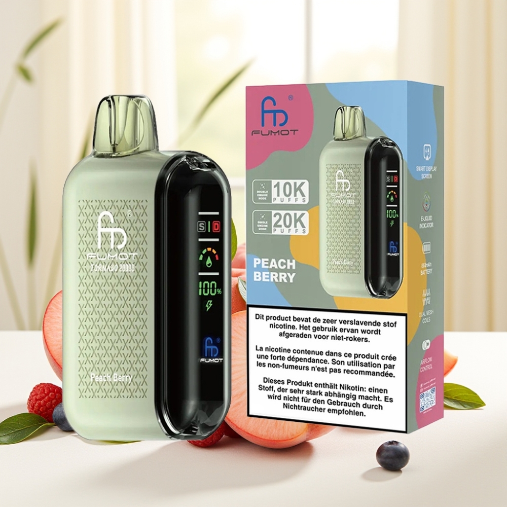 Fumot Tornado 20000 Puffs Персик-Ягода 20мл 850мAh Дисплей Контроль тяги