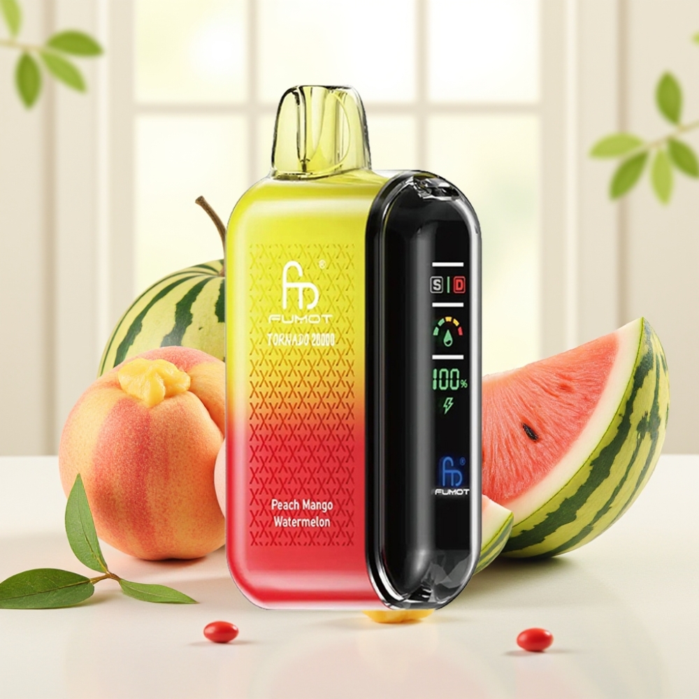 Fumot Tornado 20000 Puffs Персик Манго Кавун подвійна сітка 20мл 850мAh