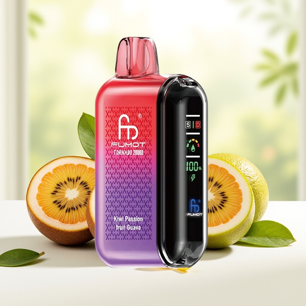 Fumot Tornado 20000 Puffs Двоїста Сітка 20мл 850мAh Індикатор Контроль Повітря Киві Маракуйя Гуава