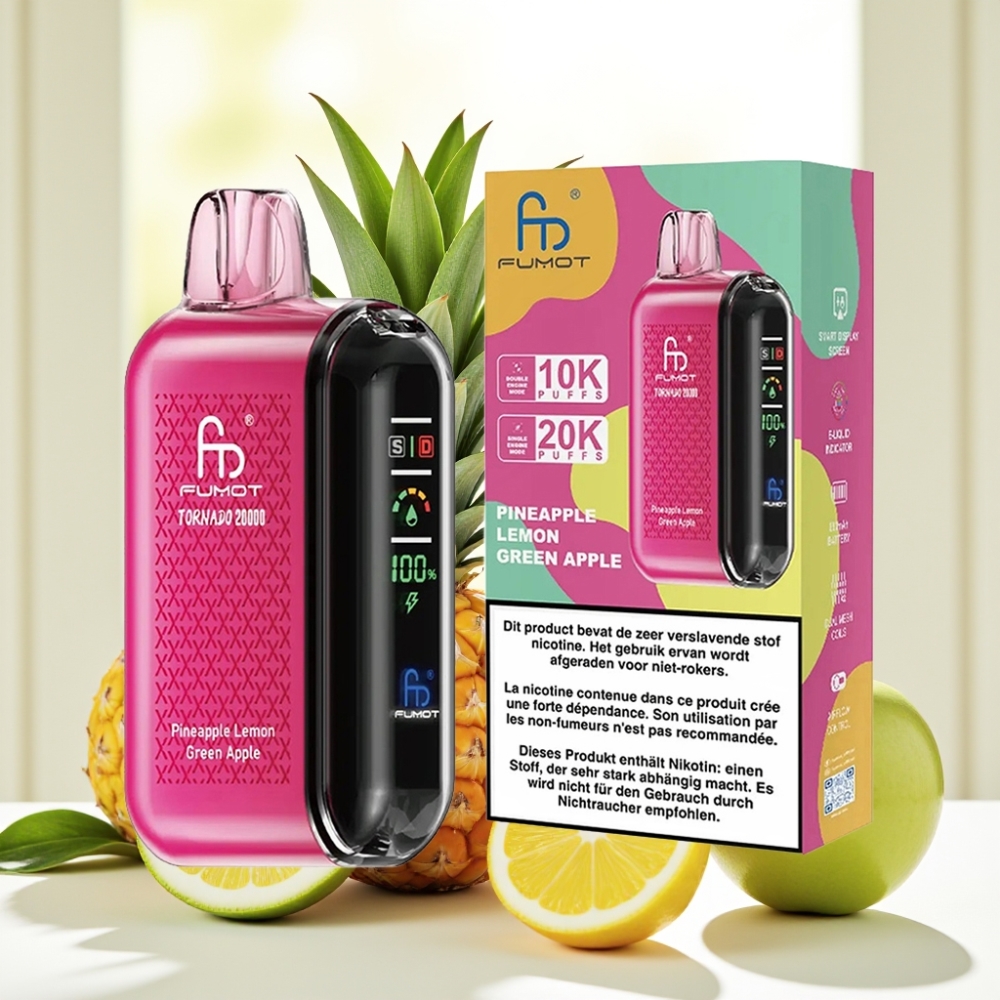 Fumot Tornado 20000 Puffs ананас лимон зелена яблуко подвійна сітка 20мл 850мAh