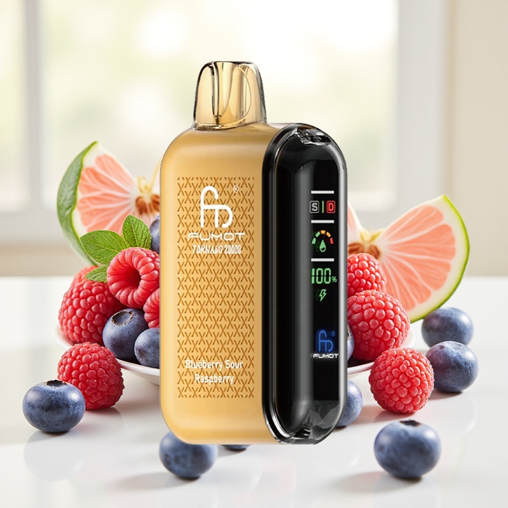 Fumot Tornado 20000 Puffs подвійна сітка 20мл 850мAh дисплей контроль тяги 2% нікотину чорниця кисла малина