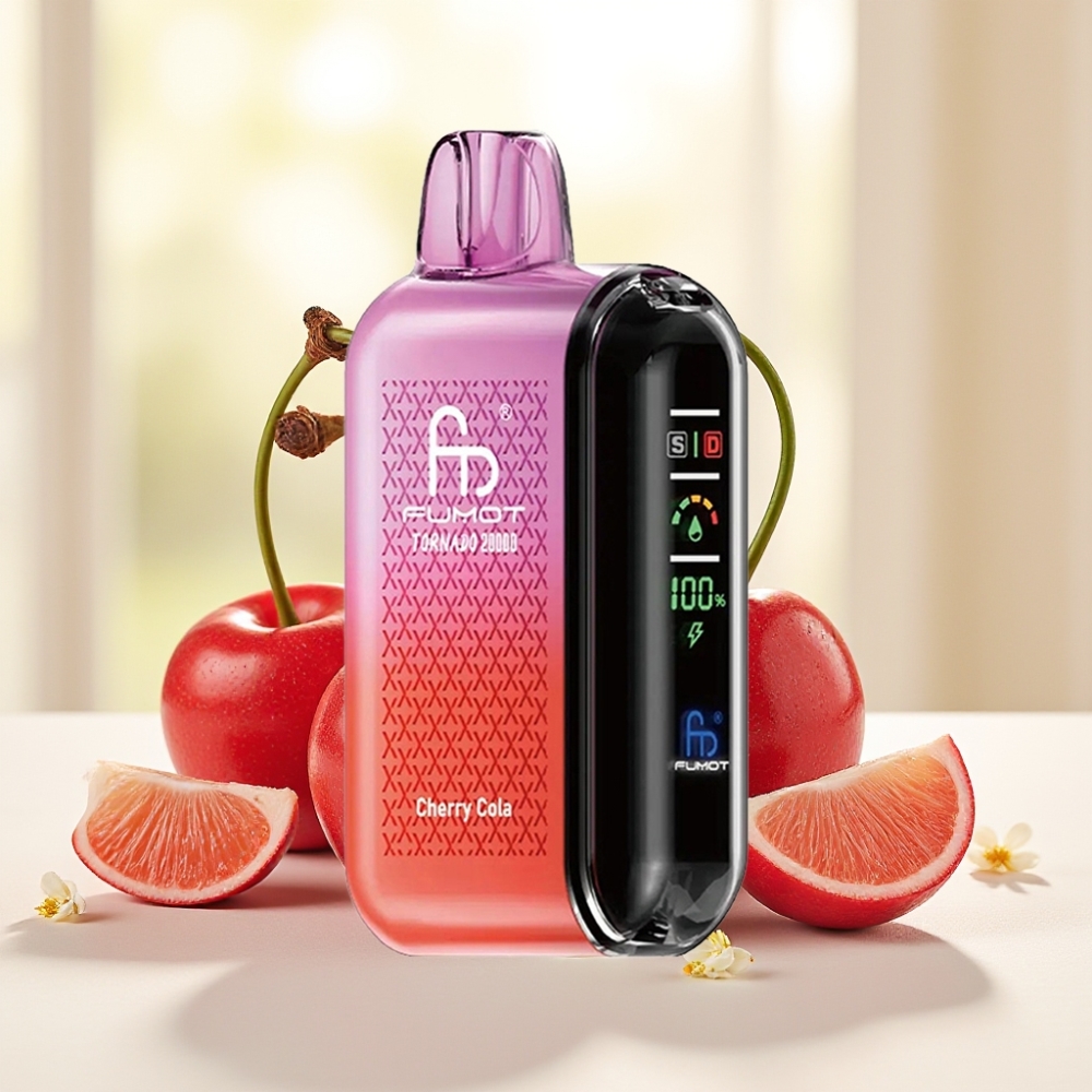 Fumot Tornado 20000 Puffs Вишнева Кола Dual Mesh 20мл 850мAh Дисплей Контроль тяги 2%