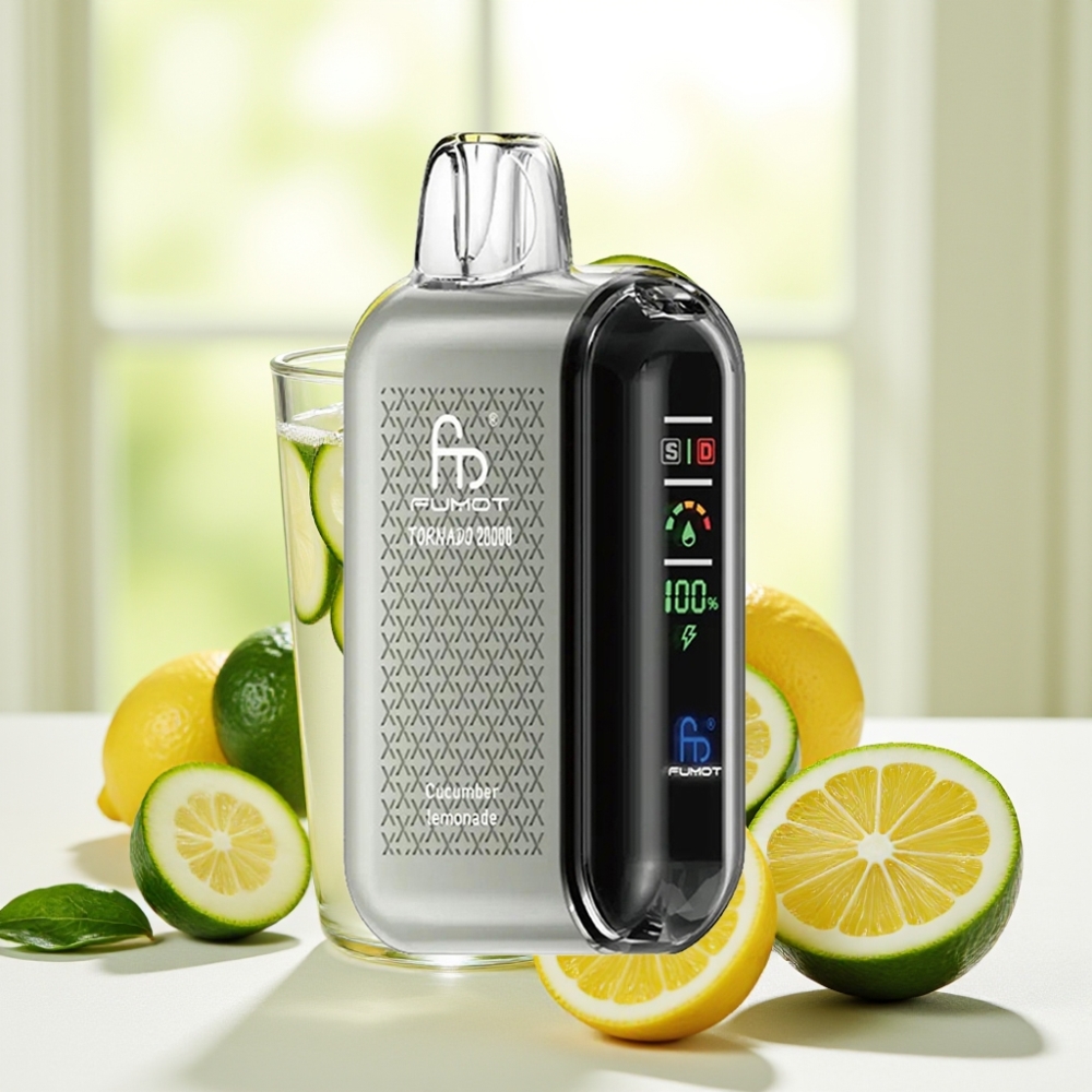 Fumot Tornado 20000 Puffs Dual Mesh Coil 20ml 850mAh Дисплей Контроль тяги Огірок Лимонад