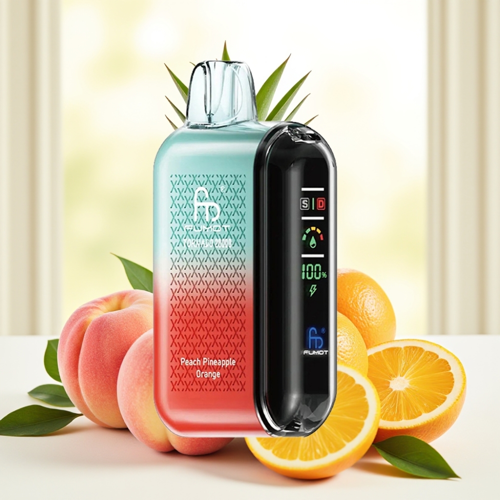 Fumot Tornado 20000 Puffs Персик Ананас Апельсин Dual Mesh Coil 20ml 850mAh