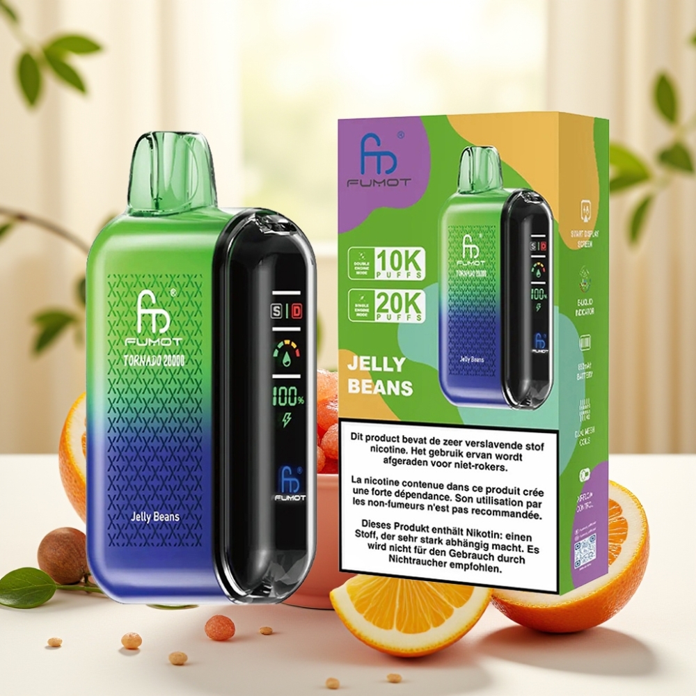 Fumot Tornado 20000 Puffs Dual Mesh Coil 20ml 850mAh Желейні боби 2% нікотину