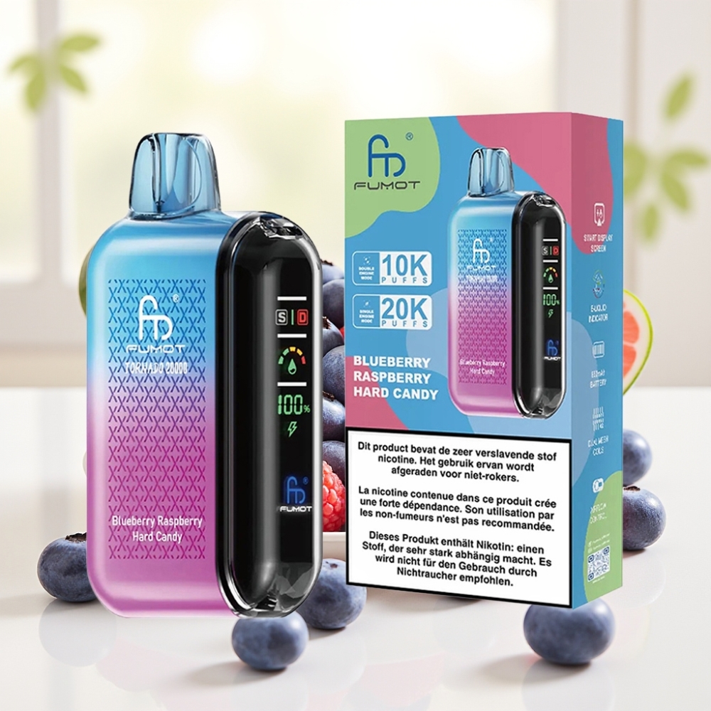 Fumot Tornado 20000 Puffs Dual Mesh Coil 20ml 850mAh Blueberry Raspberry Hard Candy
