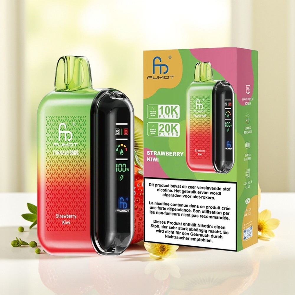 Fumot Tornado 20000 Puffs Подвійний Mesh-котушка 20мл 850мAh Полуниця Ківі