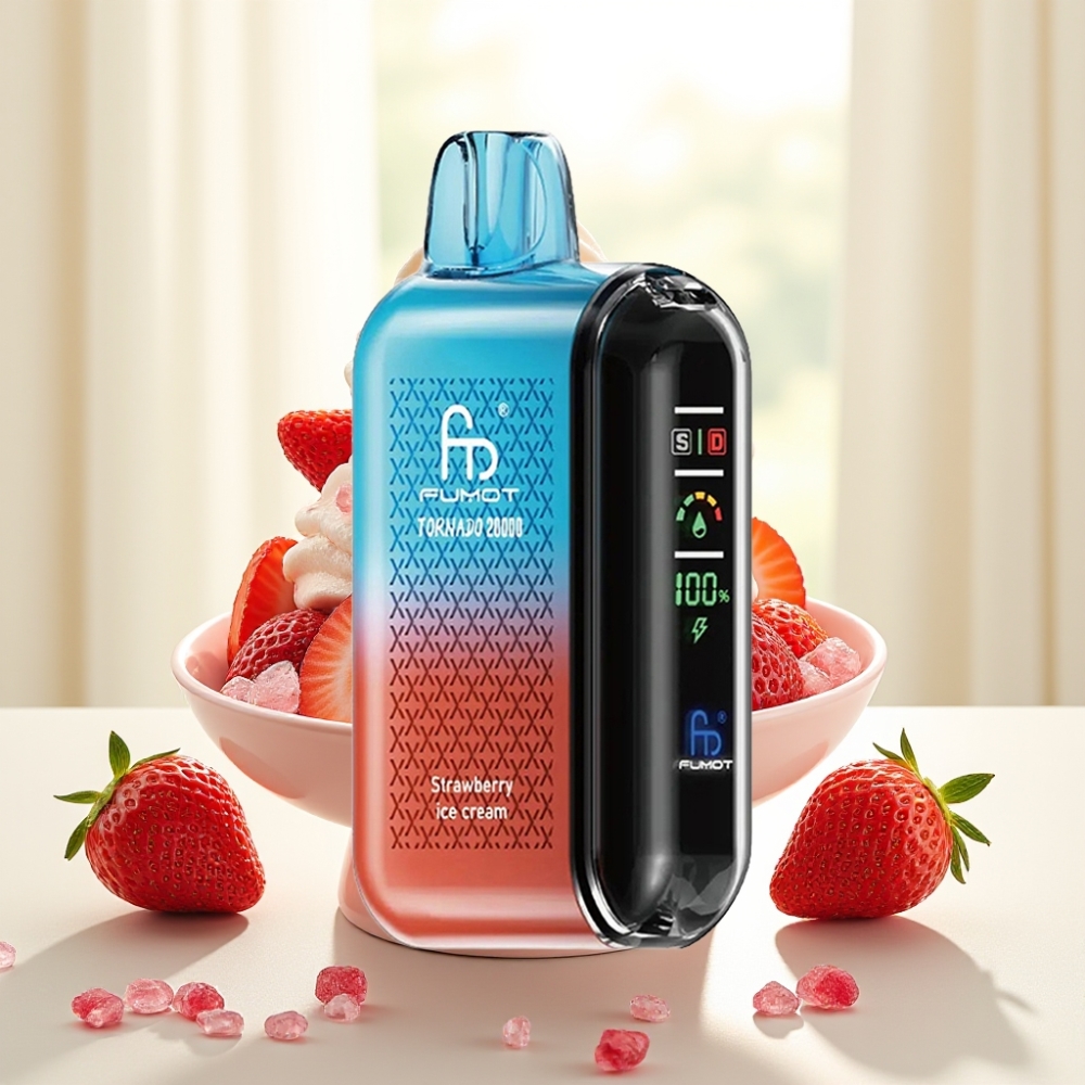 Fumot Tornado 20000 Puffs Подвійний Mesh Змійовик 20мл Рідина 850mAh Політмороженое Полуниця