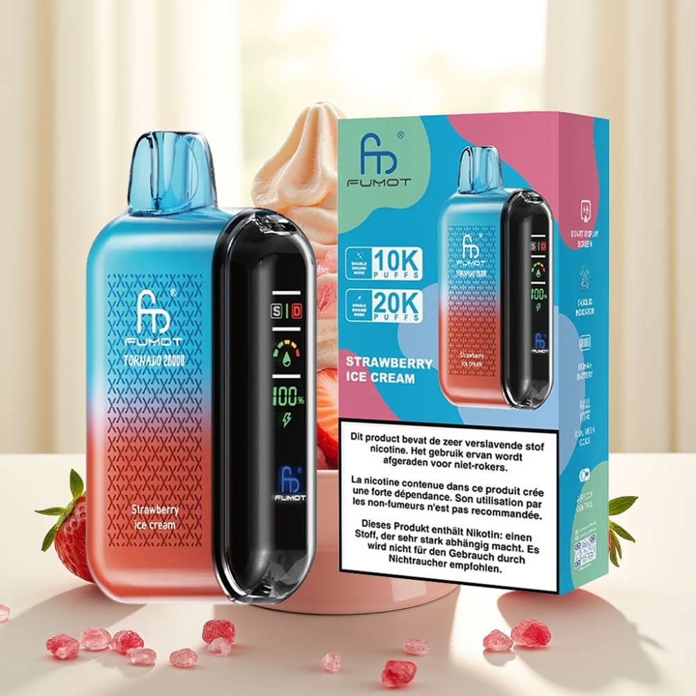 Fumot Tornado 20000 Puffs Подвійний Mesh Змійовик 20мл Рідина 850mAh Політмороженое Полуниця