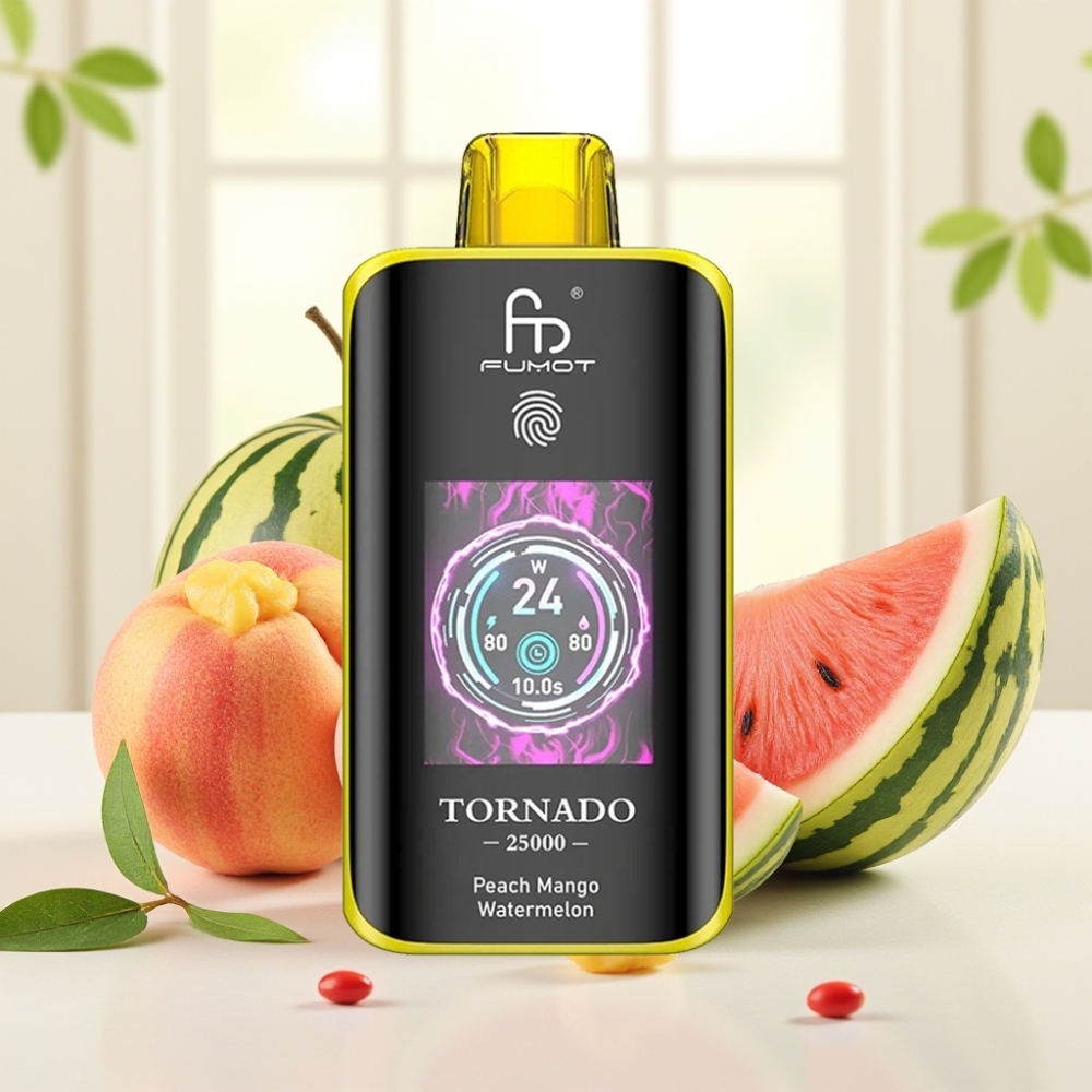Fumot Tornado 25000 Puffs HD Екран 700mAh 20ml 0/2%/3%/5% Персик Манго Кавун