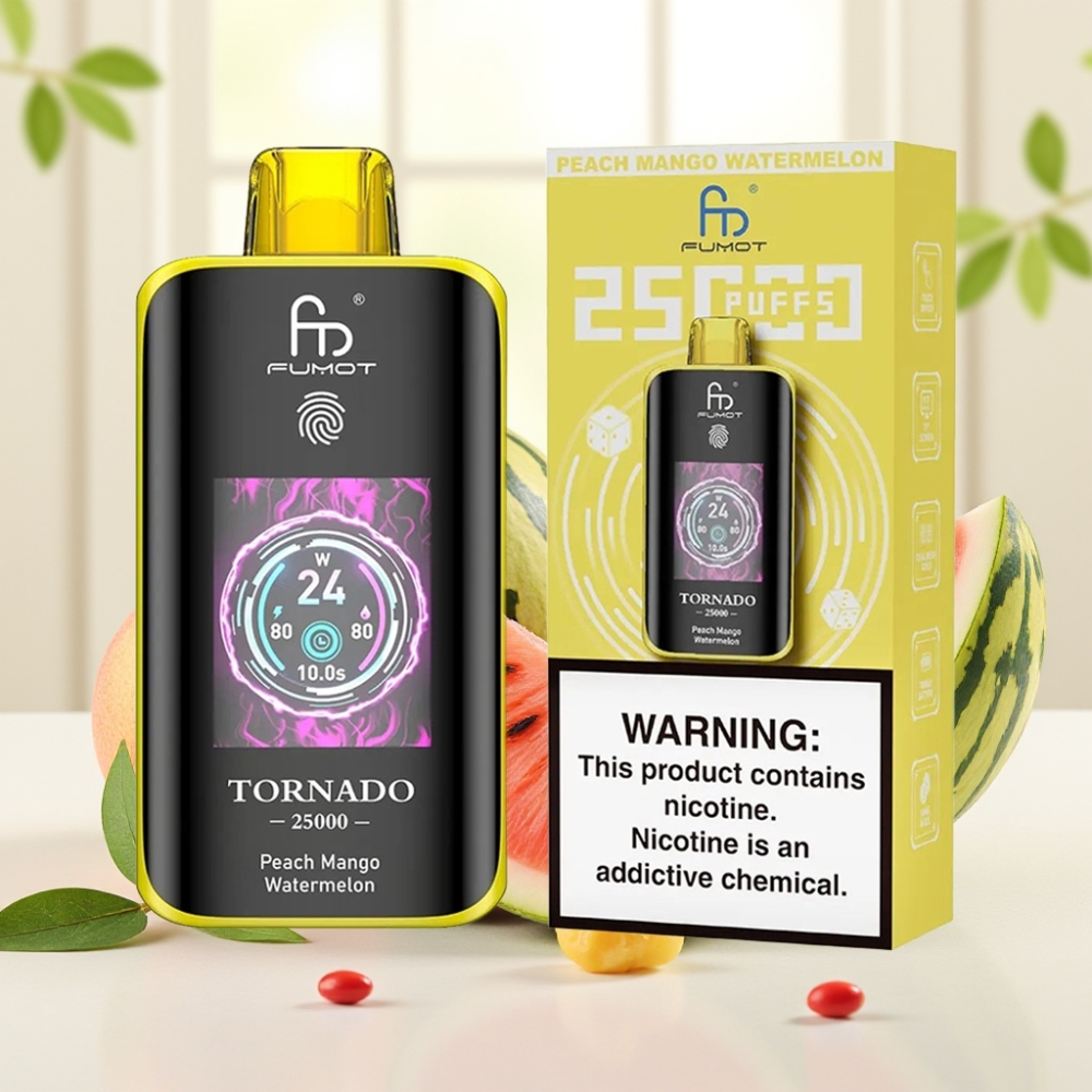 Fumot Tornado 25000 Puffs HD Екран 700mAh 20ml 0/2%/3%/5% Персик Манго Кавун