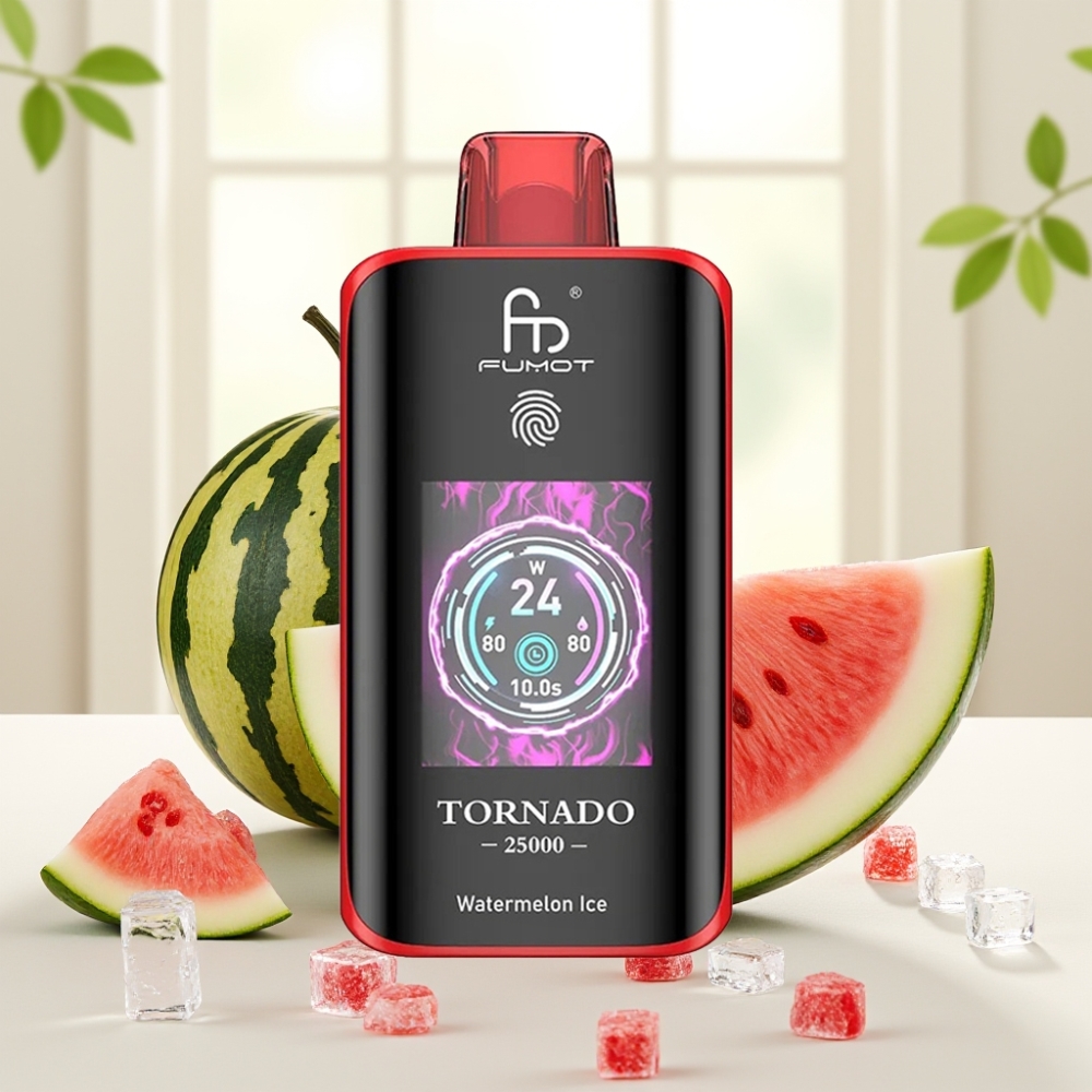 Fumot Tornado 25000 Puffs Арбуз Лід HD Екран 700mAh 20ml 0/2%/3%/5% Type-C