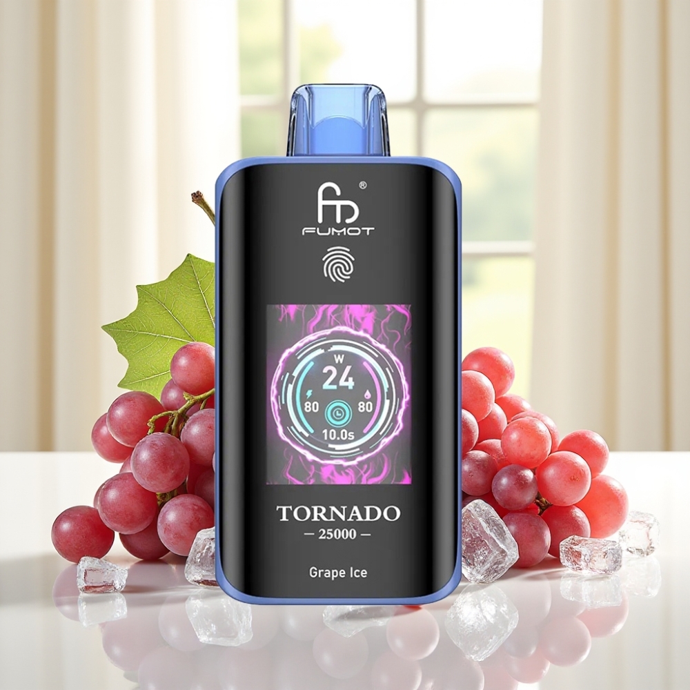 Fumot Tornado 25000 Puffs Виноградний Лід HD Екран 700mAh 20ml 0/2%/3%/5% Type-C