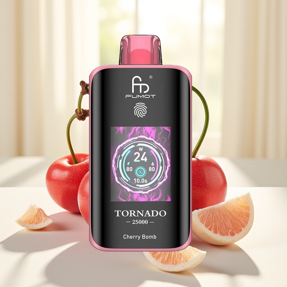 Fumot Tornado 25000 Puffs Вишневий Бомба HD Екран 700mAh 20ml 0/2%/3%/5% Type-C
