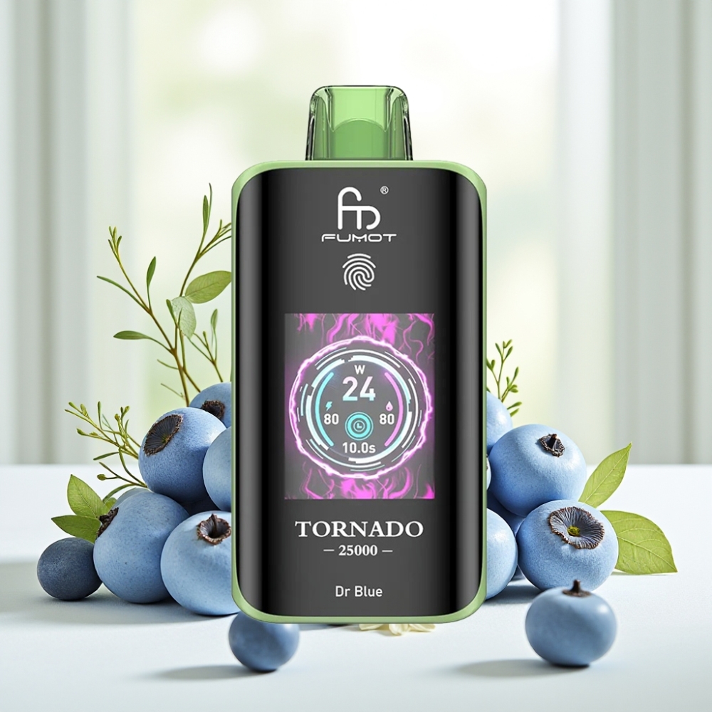 Fumot Tornado 25000 Puffs Доктор Блю HD Екран 700mAh 20ml 0/2%/3%/5% Type-C