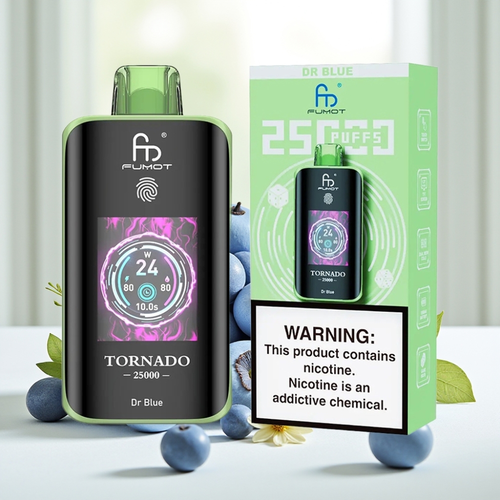 Fumot Tornado 25000 Puffs Доктор Блю HD Екран 700mAh 20ml 0/2%/3%/5% Type-C