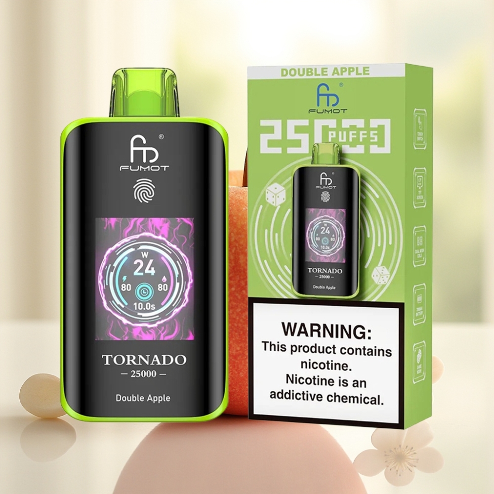 Fumot Tornado 25000 Puffs Подвійне яблуко HD Екран 700mAh 20ml Type-C