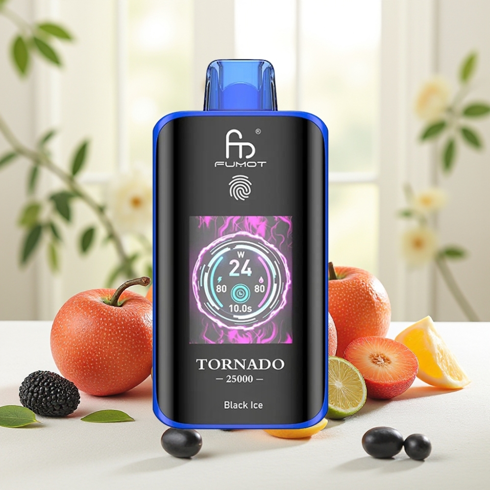 Fumot Tornado 25000 Puffs Чорний Лід, HD екран, 700mAh, 20ml, Type-C