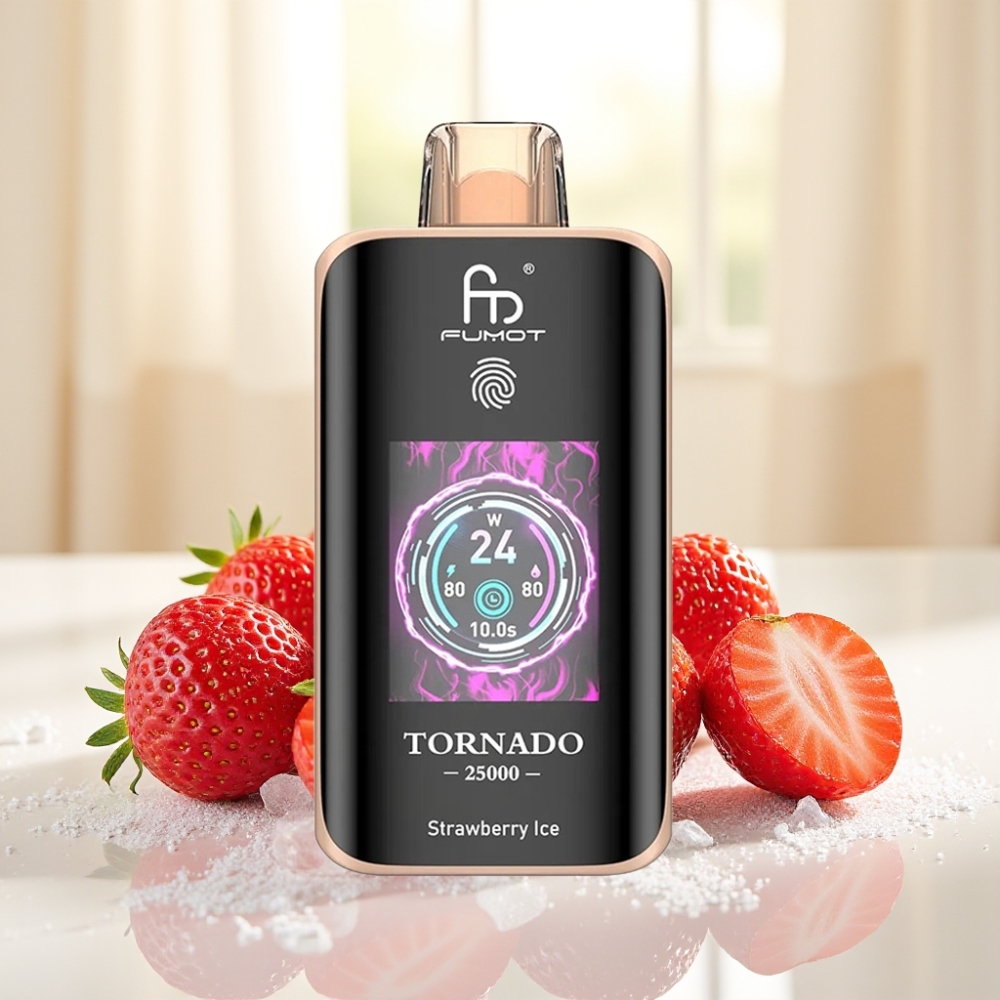 Fumot Tornado 25000 Puffs Полуниця Лід, HD Екран, 700mAh, 20ml, Type-C