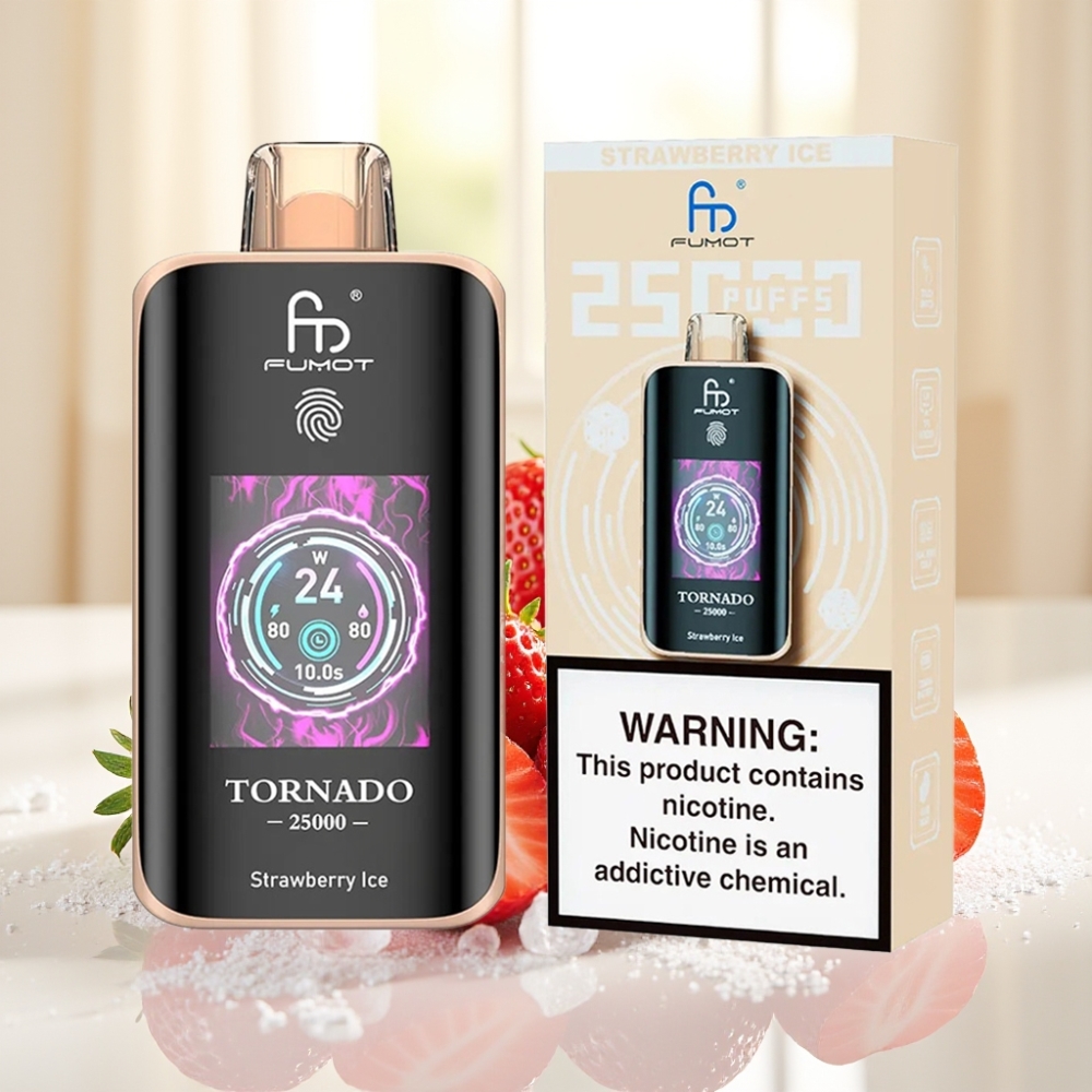 Fumot Tornado 25000 Puffs Полуниця Лід, HD Екран, 700mAh, 20ml, Type-C