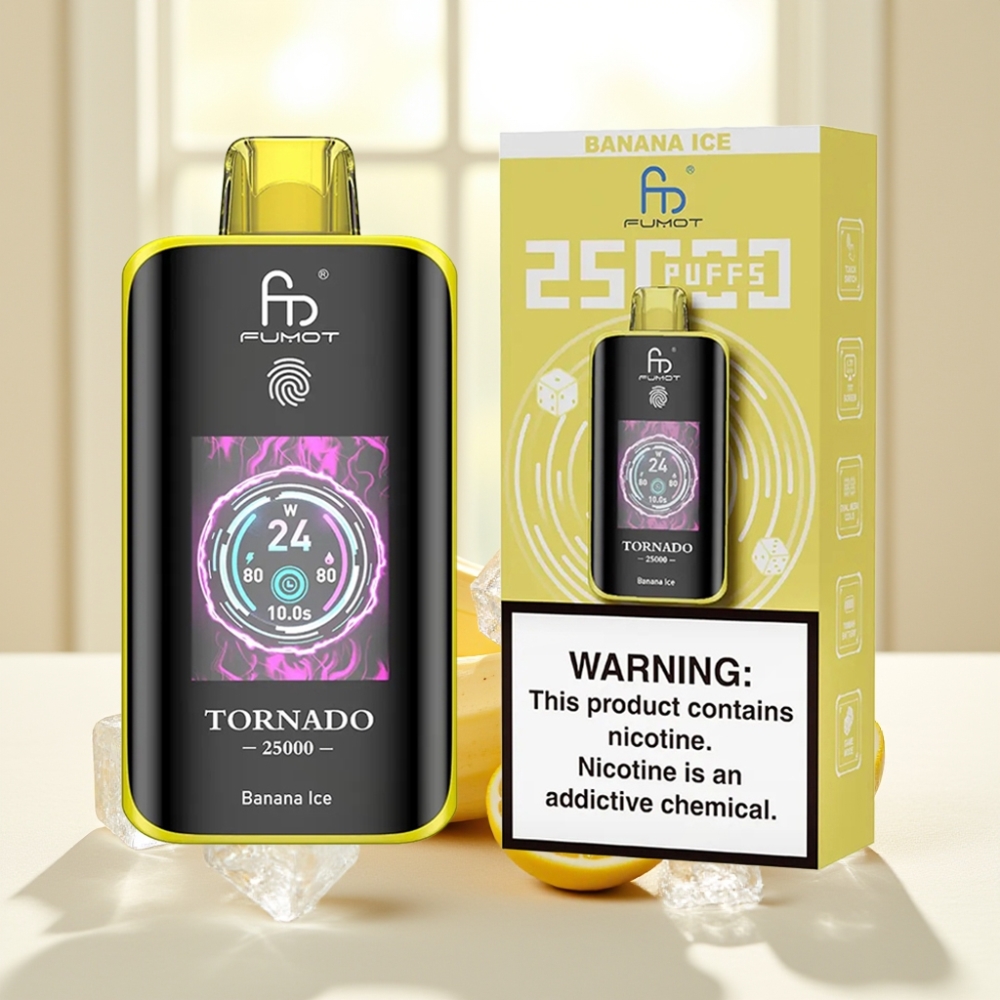 Fumot Tornado 25000 Puffs Банан-льод HD Екран 700mAh Type-C 20ml 0/2%/3%/5%