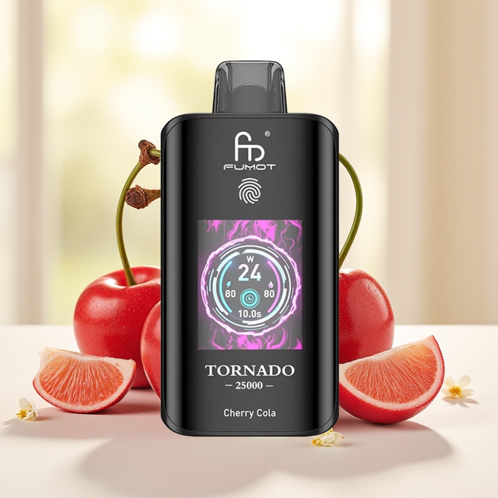 Fumot Tornado 25000 Puffs Вишнева Кола HD Екран 700mAh Type-C 20ml 0/2%/3%/5%