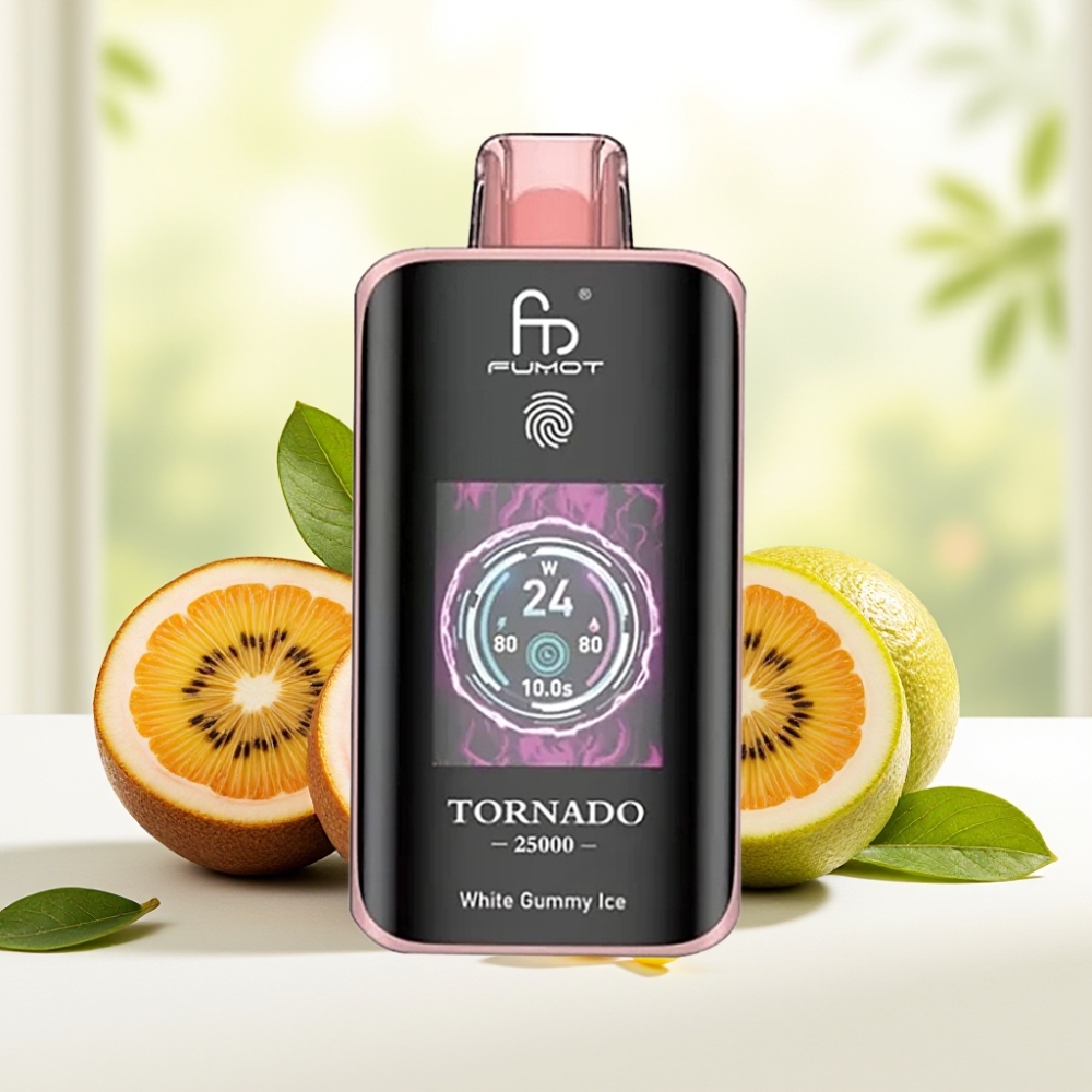 Fumot Tornado 25000 Puffs зі смаком ківі, маракуйя, гуава, HD екран, 700mAh, Type-C