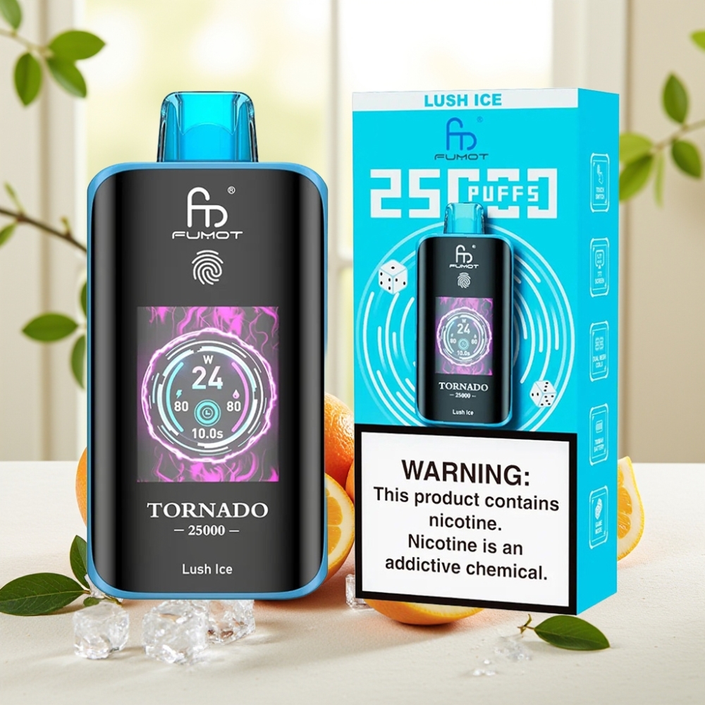 Fumot Tornado 25000 Puffs HD Screen 700mAh 20ml 0/2%/3%/5% NIC Lush Ice (Соковитий лід)