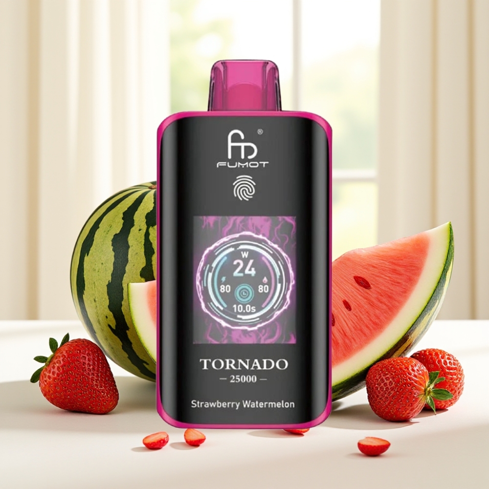 Fumot Tornado 25000 Puffs Полуниця Кавун HD Screen 700mAh 20ml 0/2%/3%/5% Type-C
