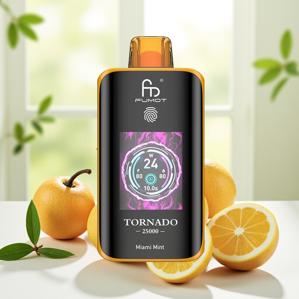 Fumot Tornado 25000 Puffs Miami Mint (М’ятний Маямі) HD Екран 700mAh Type-C 20ml 0/2/3/5%