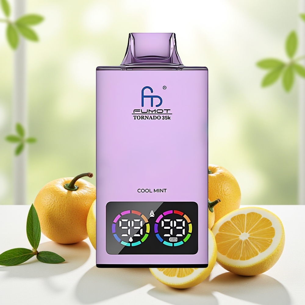 Fumot Tornado 35000 Одноразова Е-сигарета Cool Mint, Подвійна Сітка, Індикатор Рідини, RGB Підсвітка, USB-C