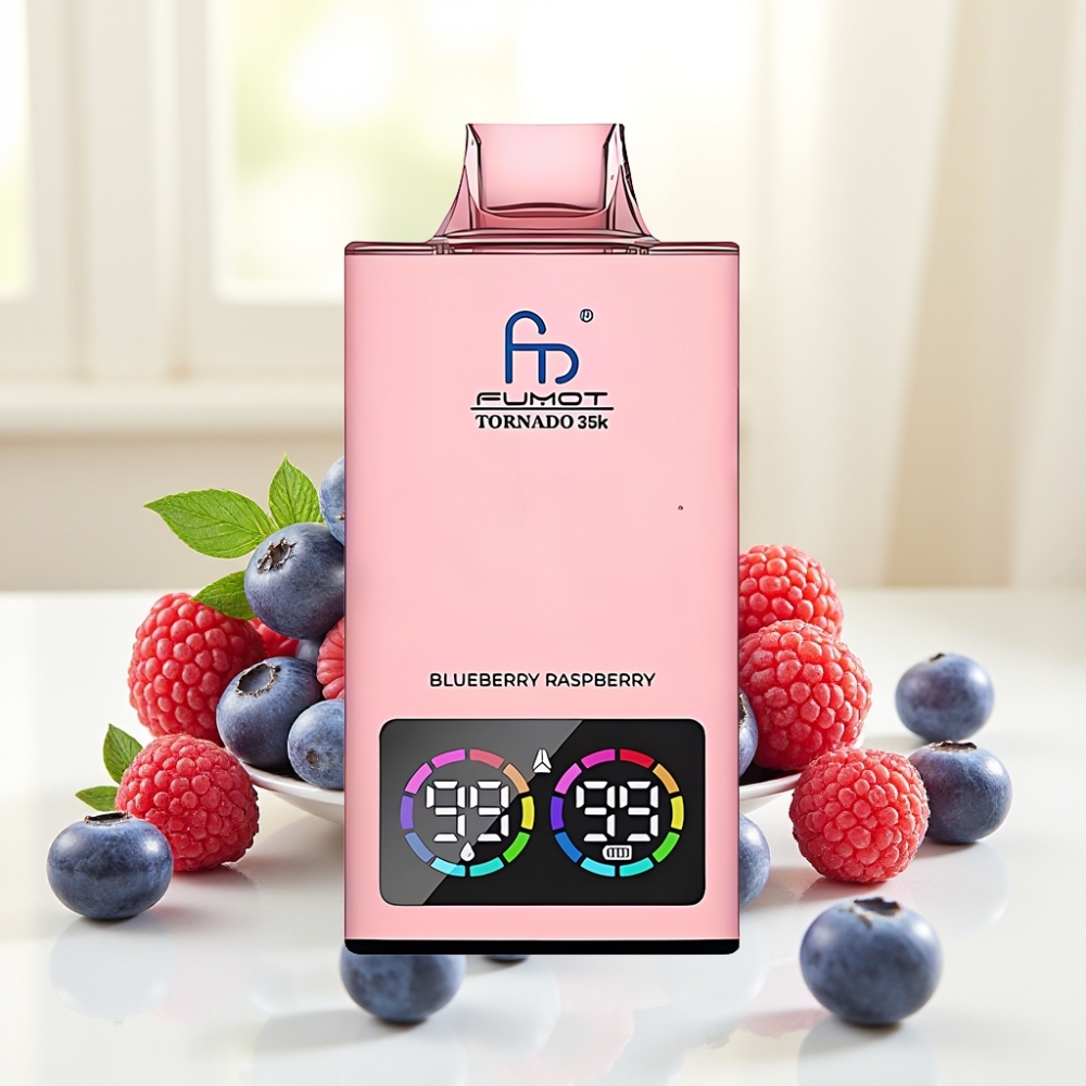 Fumot Tornado 35000 Disposable Вейп Чорниця Малина 15мл Рідина 700MAH USB-C Подвійна Сітка RGB