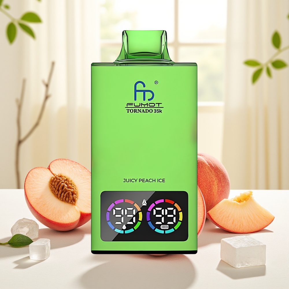 Fumot Tornado 35000 Одноразова Вейп Соковитий Персик Лід Dual Mesh Coil RGB Lights USB-C