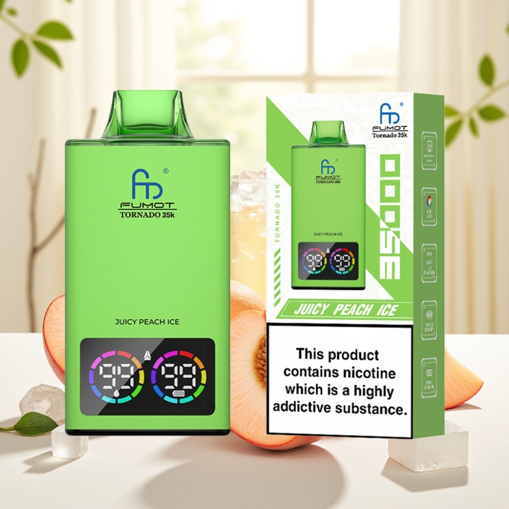 Fumot Tornado 35000 Одноразова Вейп Соковитий Персик Лід Dual Mesh Coil RGB Lights USB-C
