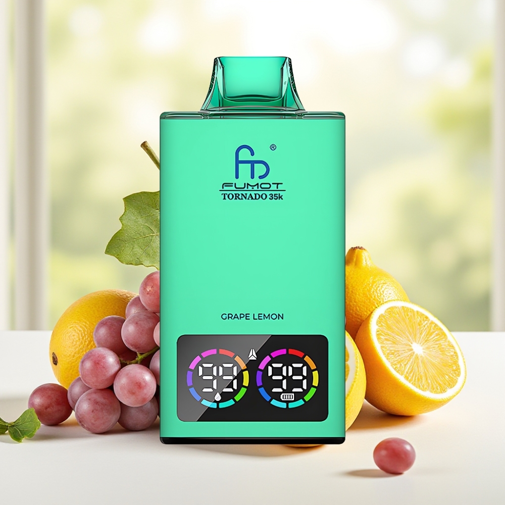 Fumot Tornado 35000 Виноград Лимон Двоїста Сітка Індикатор Рідини RGB Підсвітка