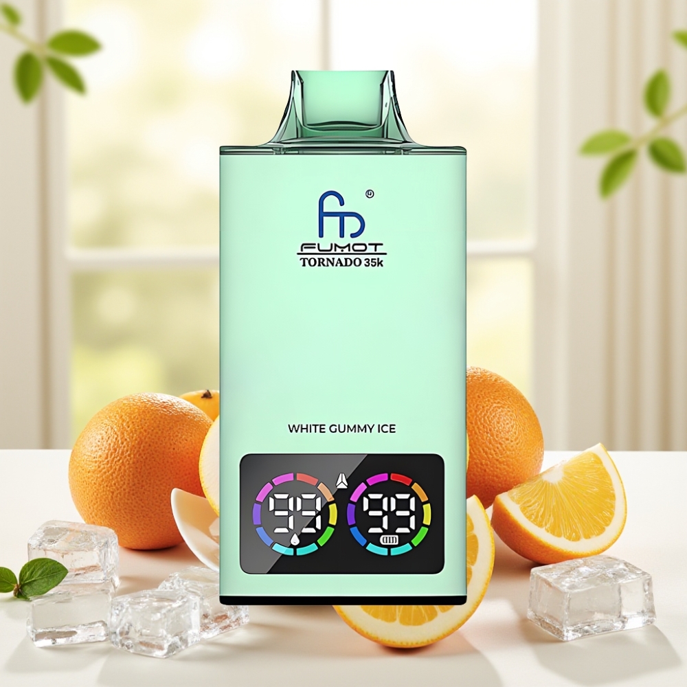 Fumot Tornado 35000 Білий Жувальний Лід Двохсітковий Обігрів Індикатор Рідини RGB Підсвітка Швидка Зарядка USB-C