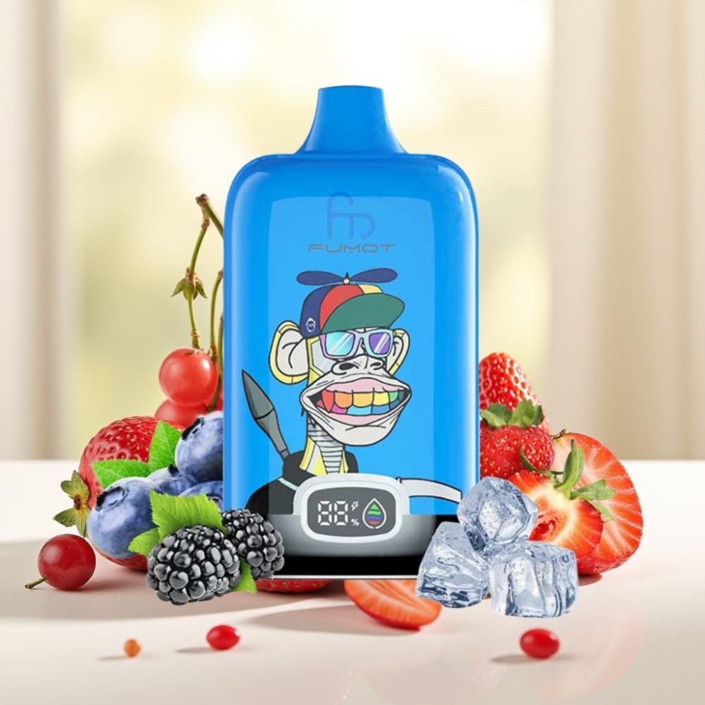 Fumot Tornado Digital Box 12000 Puffs Полуниця Виноград 20ml 550mAh Mesh MTL