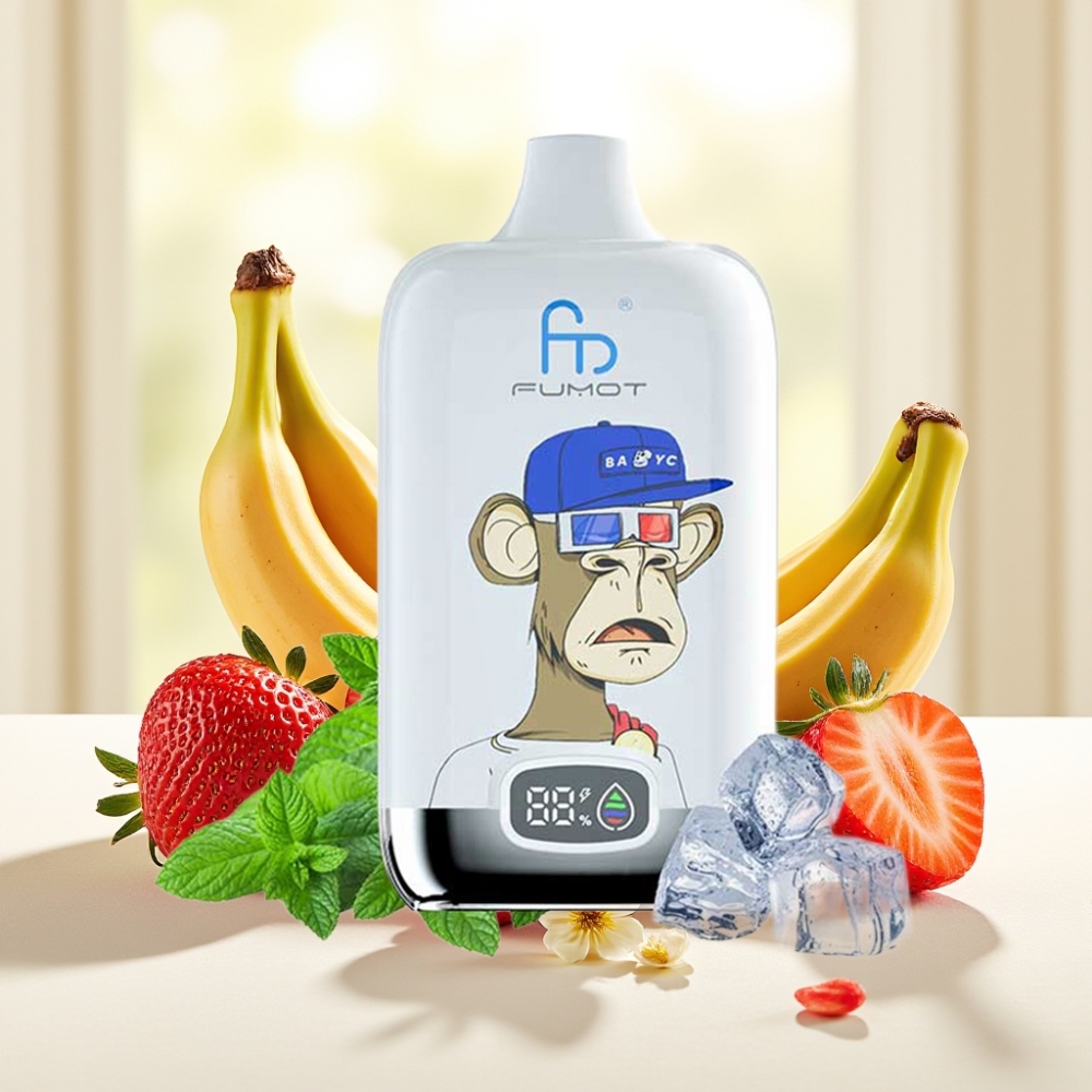 Fumot Tornado Digital Box 12000 Puffs Полуниця Банан 20ml 550mAh Type-C MTL