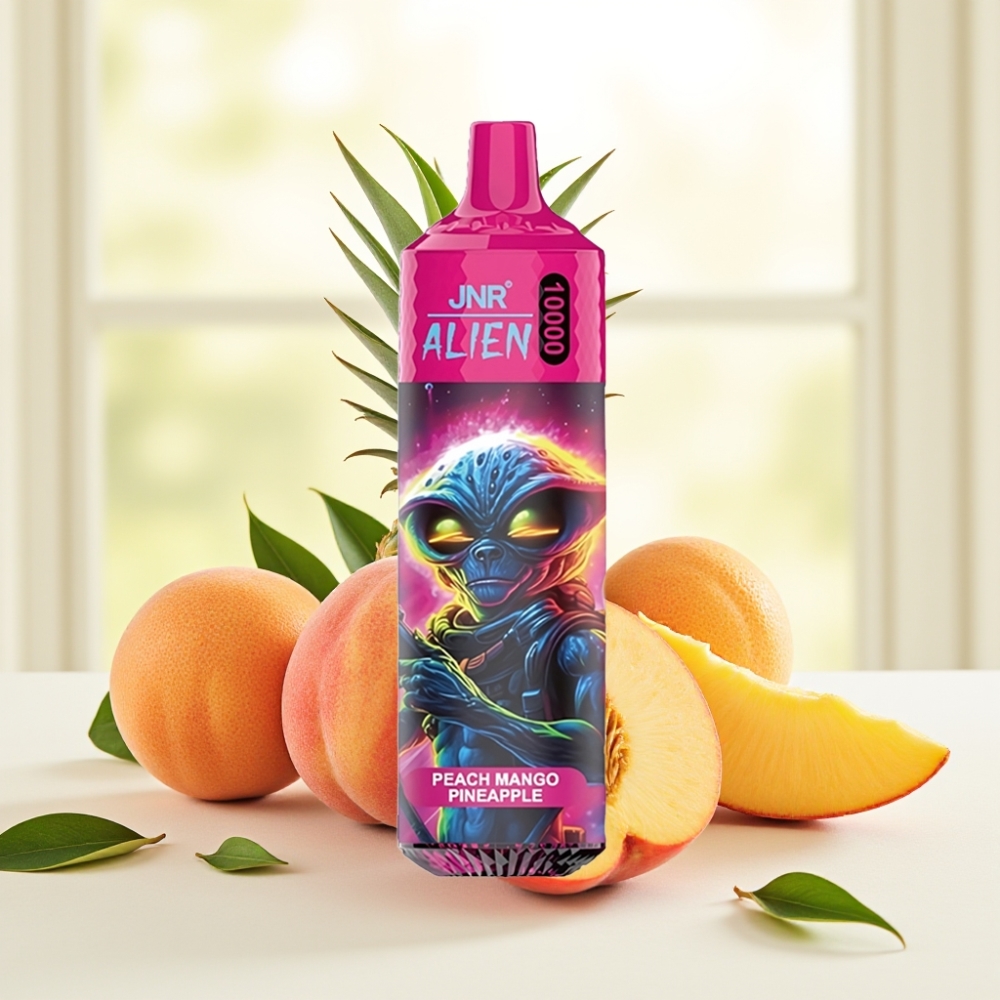 JNR Alien 10000 Puffs Персик манго ананас 10000 тяг 850mAh 1.2 Ohm Mesh 20мл Type-C RGB
